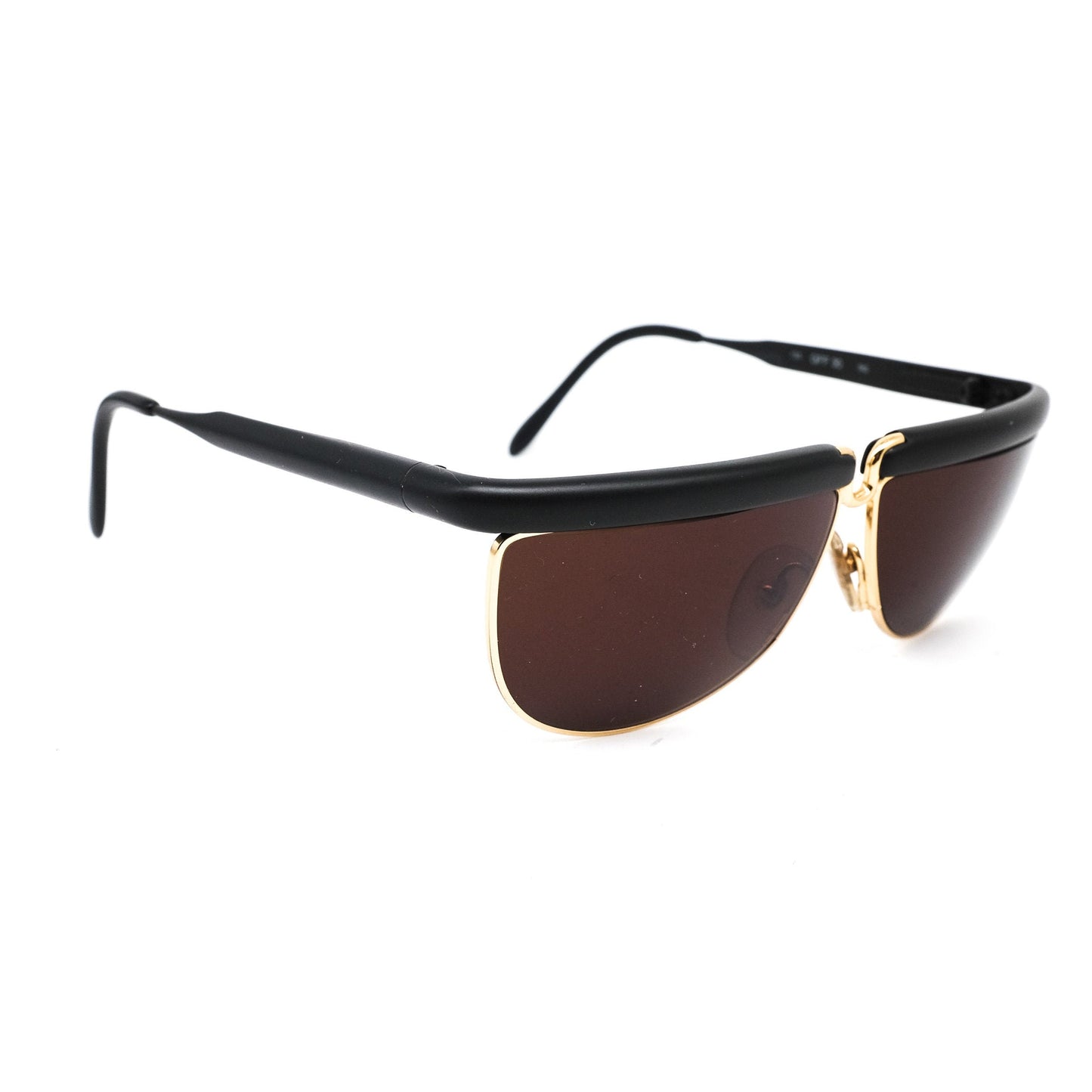 Gianfranco Ferré GFF 30 alutanium black/gold drop shaped sunglasses Made in Italy, 1980s nos
