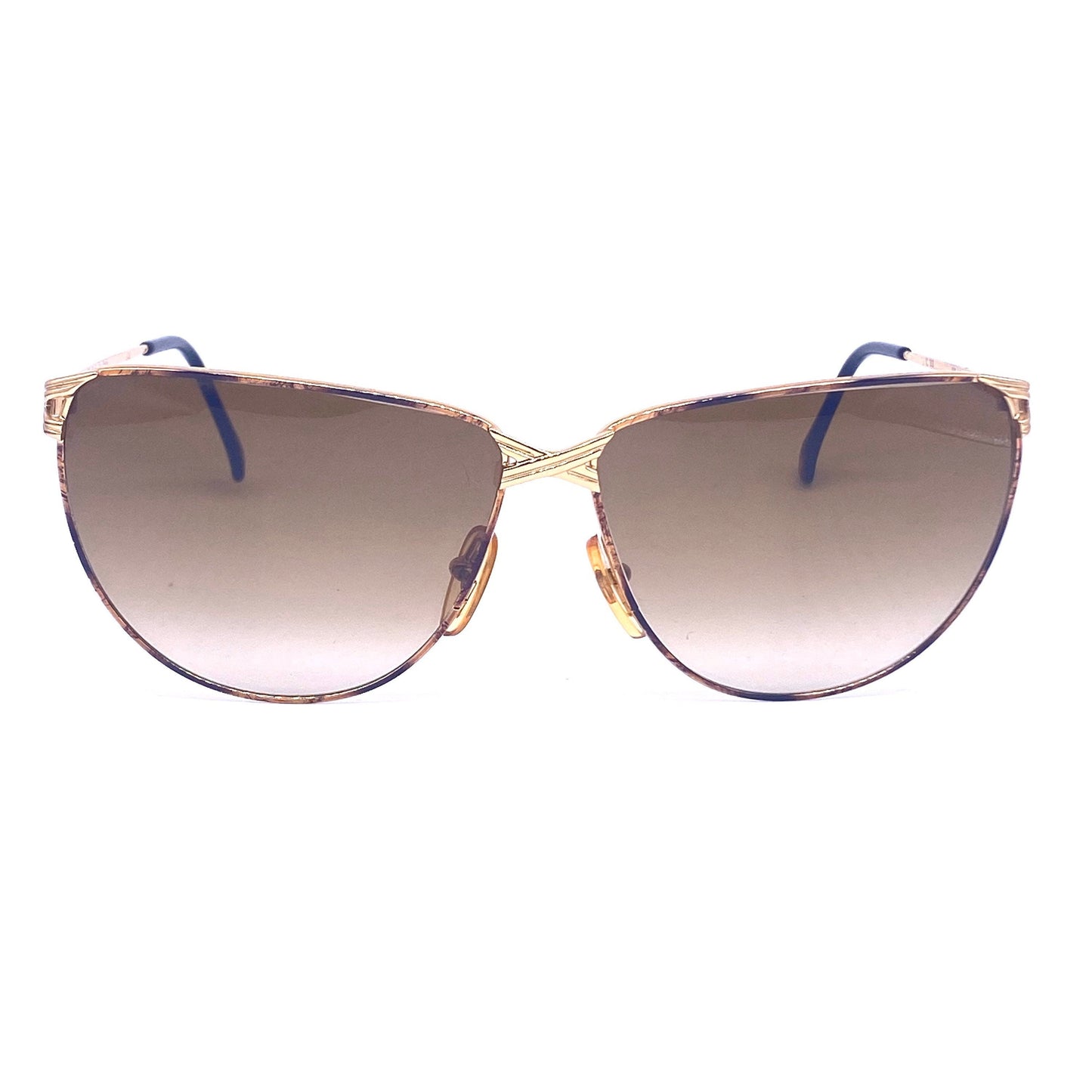 Casanova CN4 Oversized Golden Cat-eyes sunglasses with tortoise detailed temples Made in Italy  1980s NOS