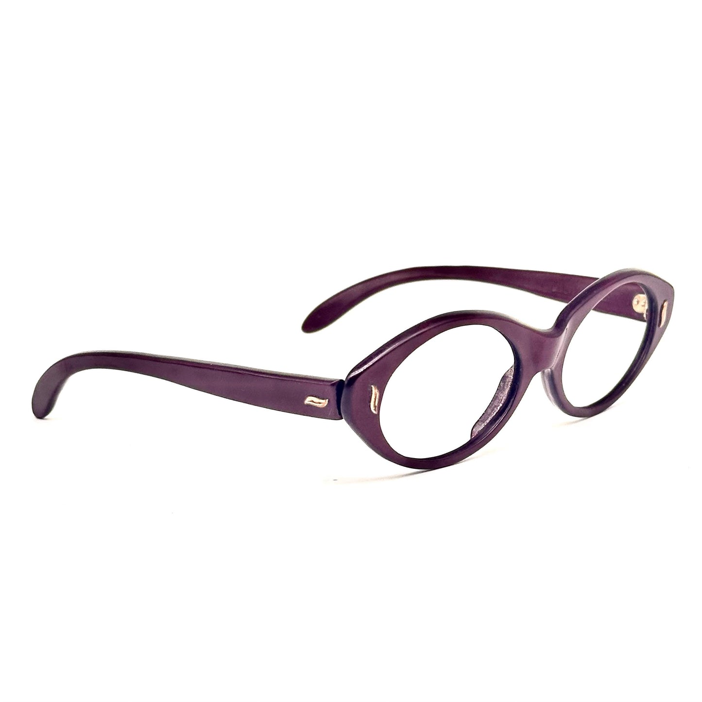Baruffaldi eurostyle 2101 vintage burgundy cateye eyeglasses from 70s with golden leaves details