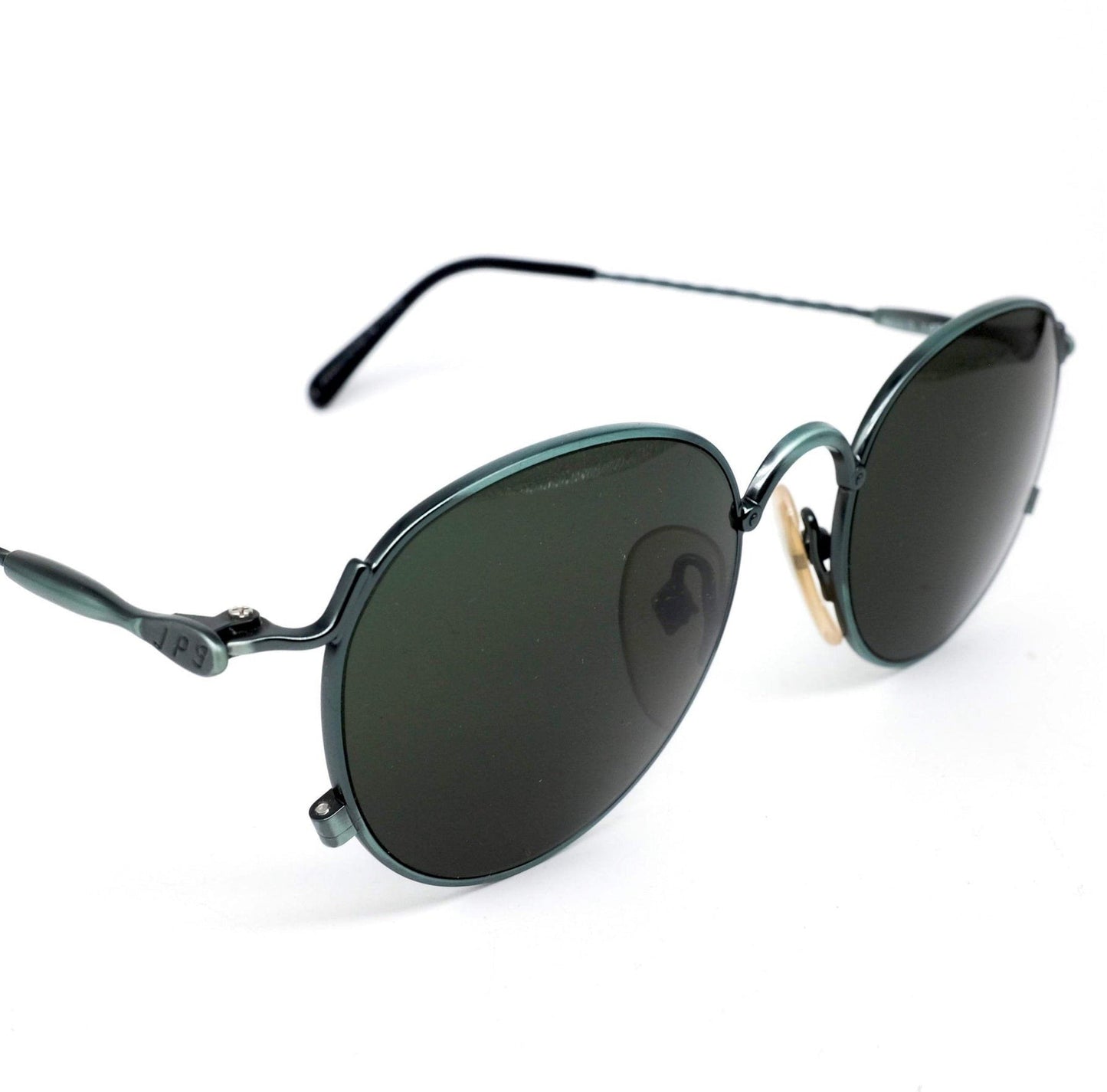 Jean Paul Gaultier 55-2172 green metal round steampunk sunglasses, 90s NOS japan