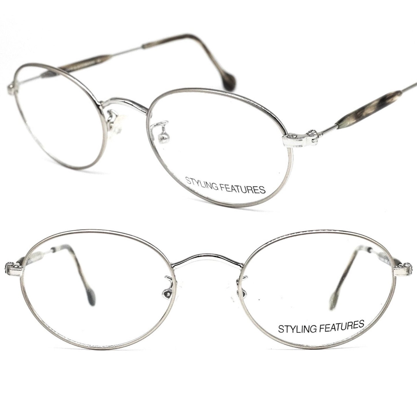 Dollond & Aitchison montature per occhiali da vista in metallo argento opaco di forma ovale minimale, NOS anni '80