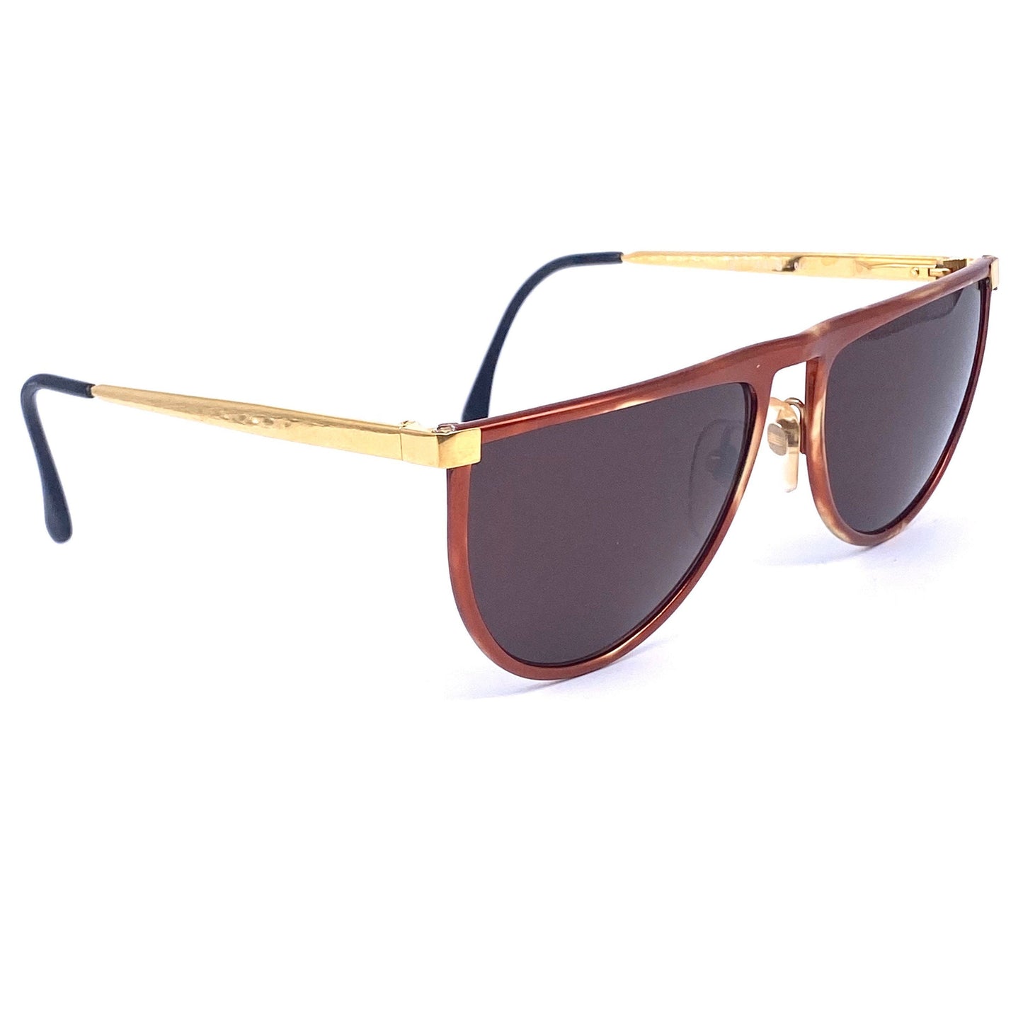 Gianfranco Ferrè GFF 44/S tortoise gold flat top metal  sunglasses, NOS 1990s Italy.