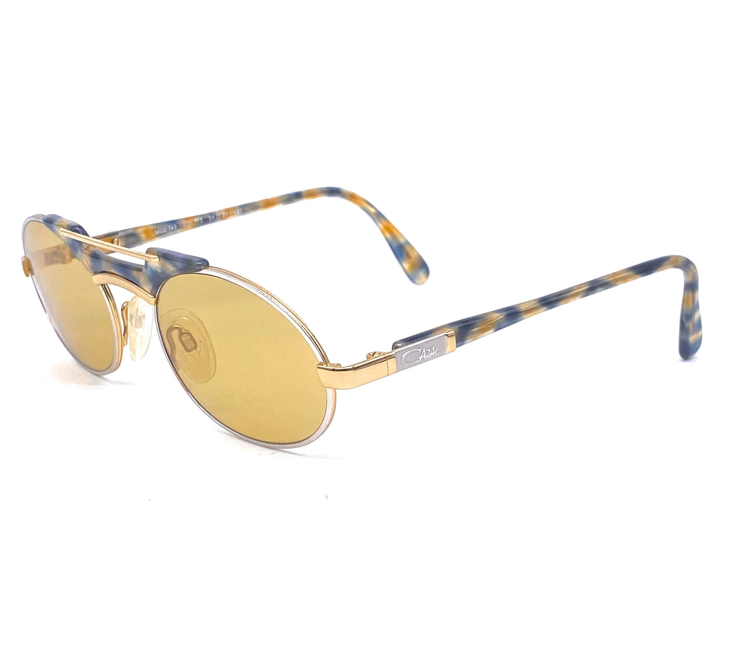 Cazal 749 oval hip silver/gold sunglasses with amber lenses, NoS 80s W Germany