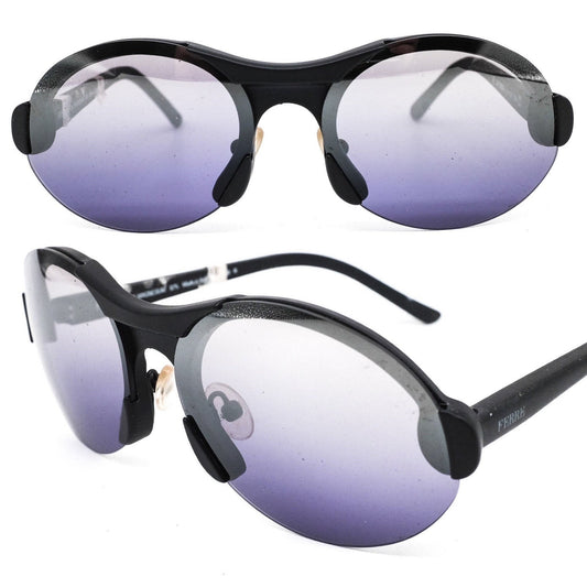 Gianfranco Ferre GF59608 classic black round sunglasses built in pure matt magnesium, 1980s NOS Italy