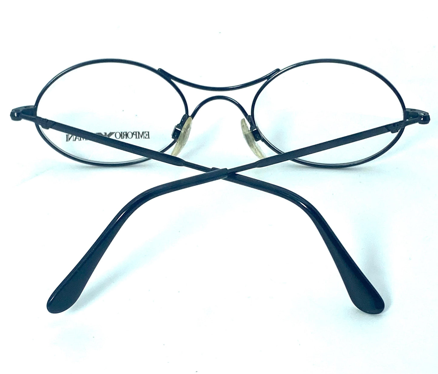Emporio Armani 044 back metal oval cross bridge retro style eyeglasses made in Italy, 80s NOS mint