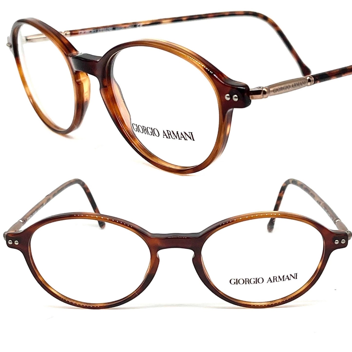 Giorgio Armani 357 oval tortoise keyhole bridge eyeglasses , NOS 90s Italy