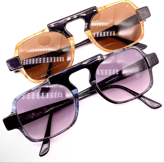 Ch. Dunhill 2527 square avant-garde sunglasses hand made in Italy 80s NOS, rare