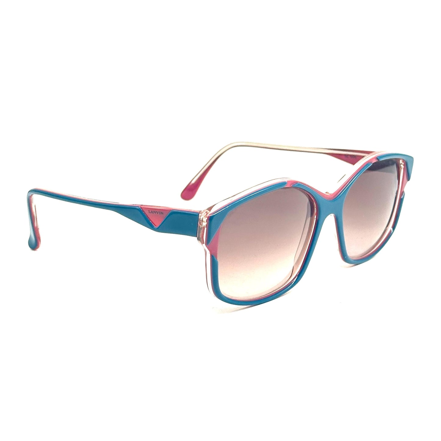 Lanvin Paris SL 606 B58 cobalt blue and purple futuristic design sunglasses vintage from 80s Made in France