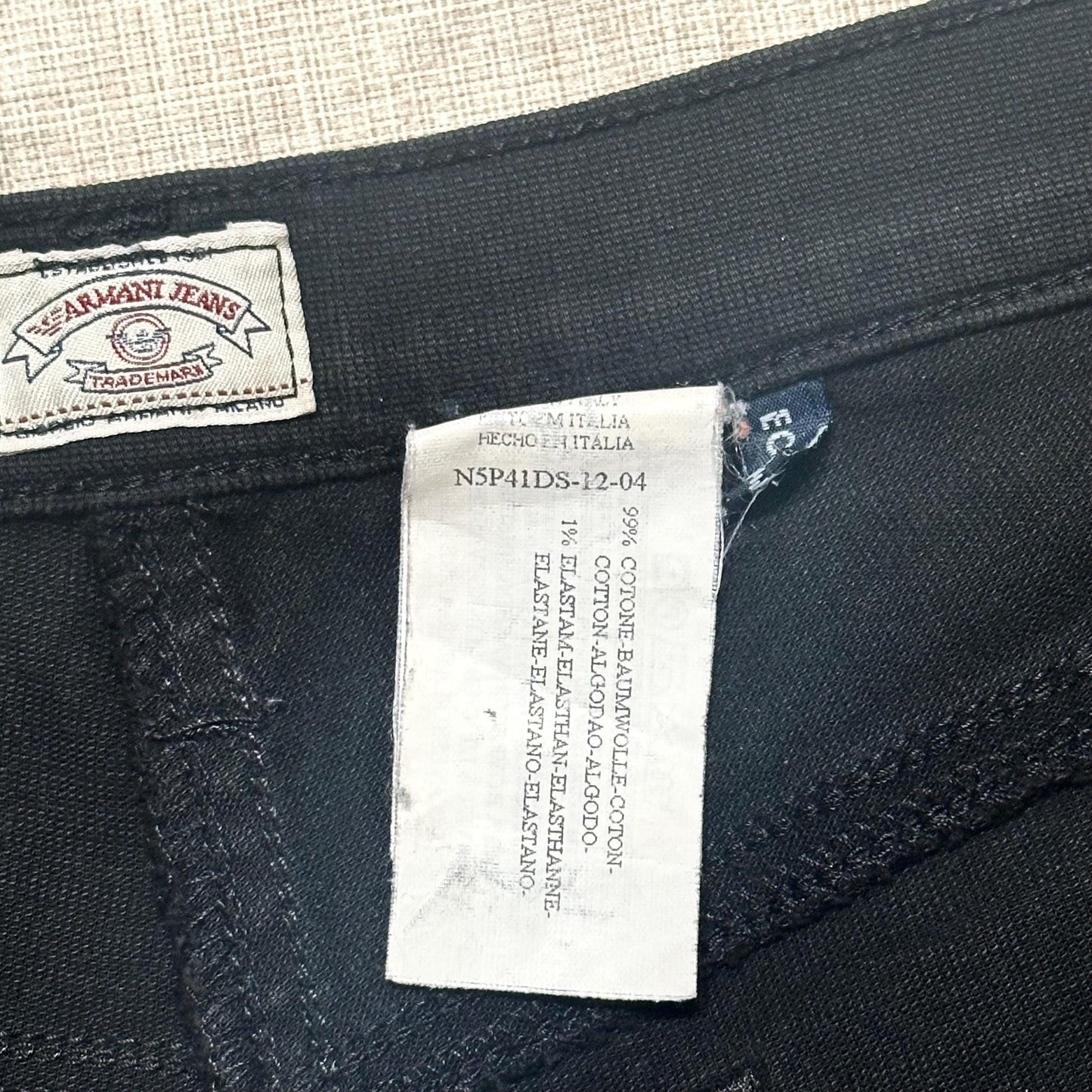 Armani Jeans Black Light Cotton Trousers size 30 90s