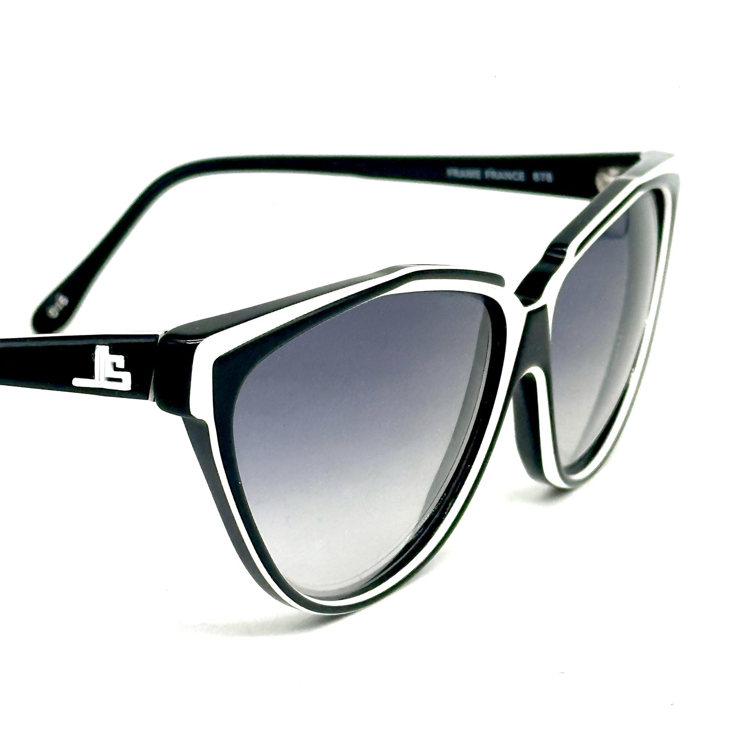 Jean-Louis Scherrer Paris frame 878 black and white futuristic design shape sunglasses. 90s NOS France