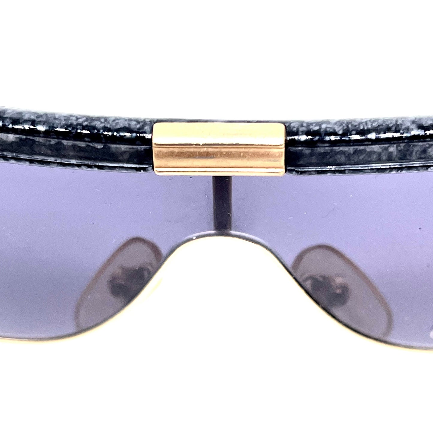 Sunglasses mask style Sover Alutanium made in Italy black-gold NOS 80s