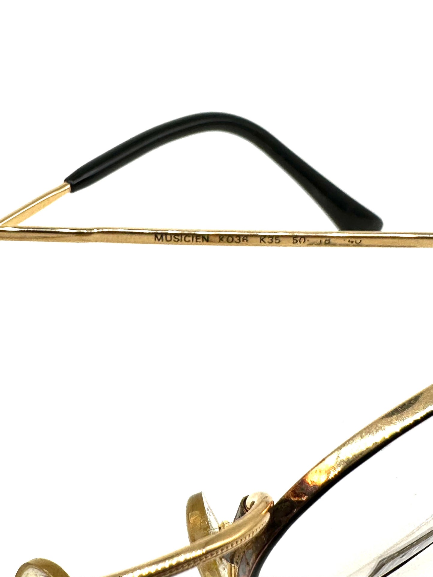 Kenzo musicien classy golden metal round frames p3 styke w black enameled rims, NOS 80s France