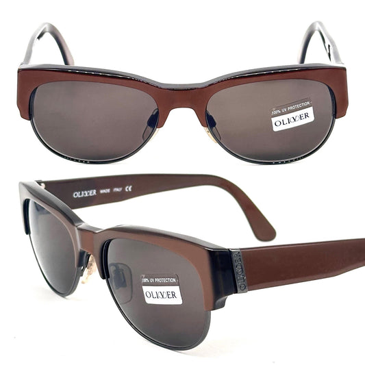 Oliver by Valentino Garavani 1752 lacquered shaded brown squared shape sunglasses NOS 90s