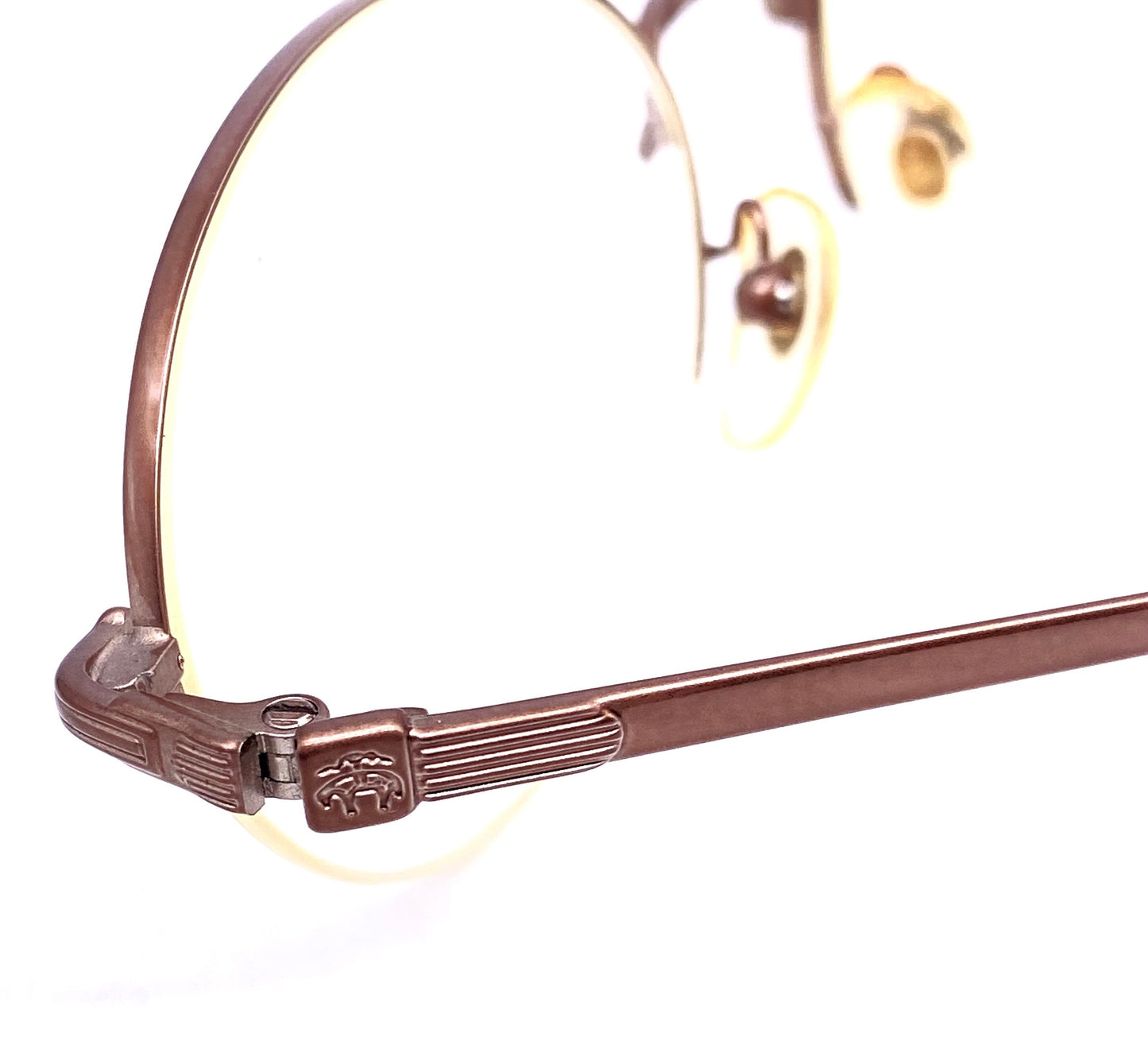 Brooks Brothers minimal oval half rimmed copper metal glasses frames, 90s NOS Italy