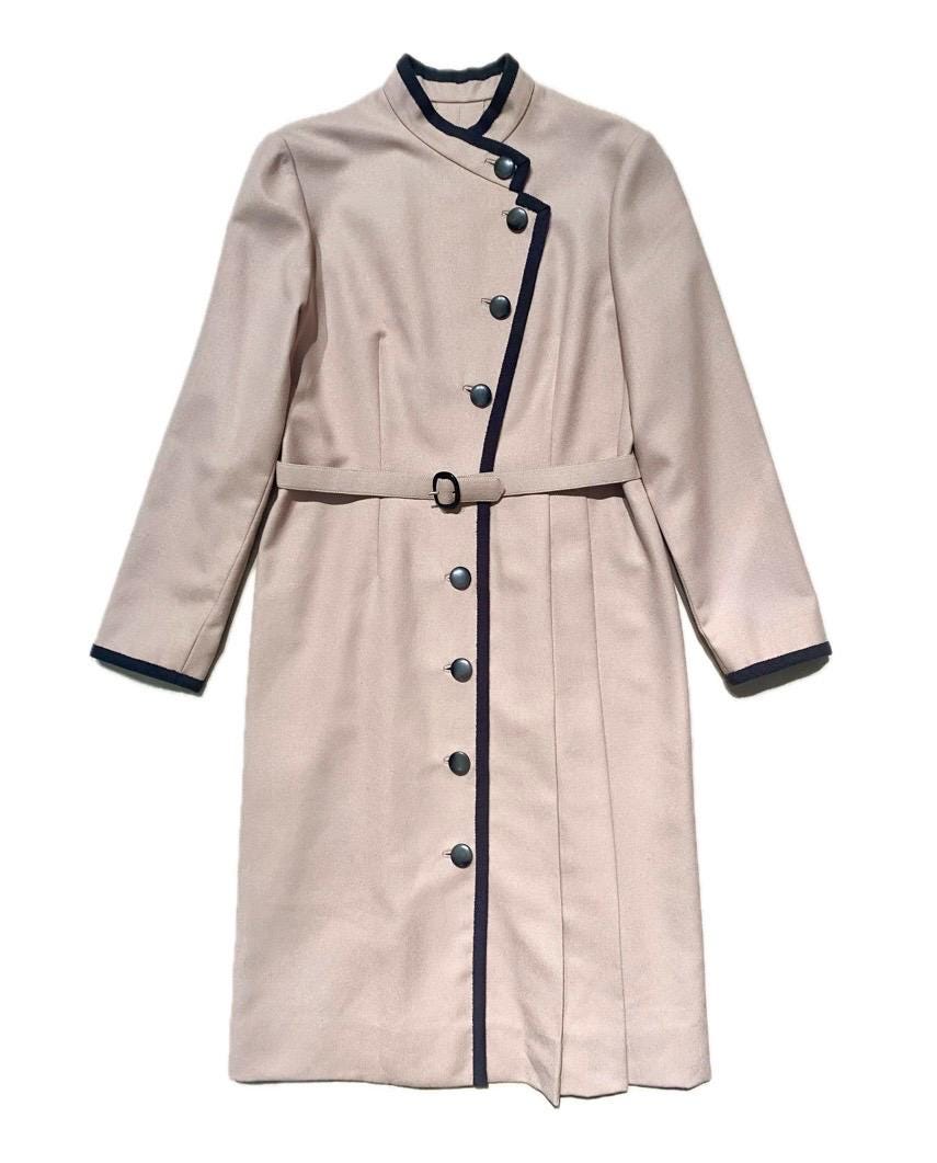 Sartorial ladies 1960s ca old rose asymmetric pattern coat, in perfect condition, as new; sz S, 40