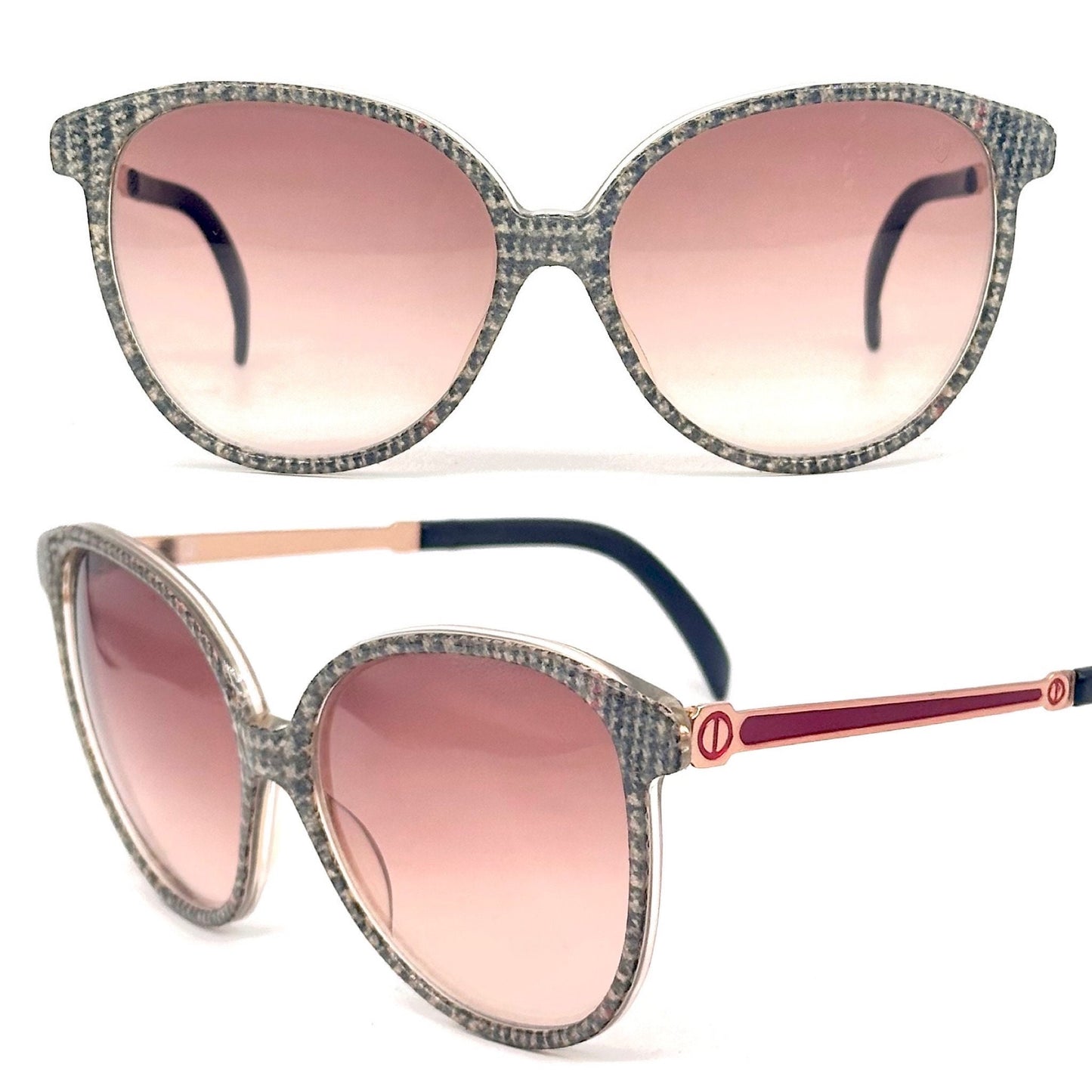 Lamborghini sunglasses TL-25 rare houndstooth fabric inlaid shades, 2 colorways 70s NOS