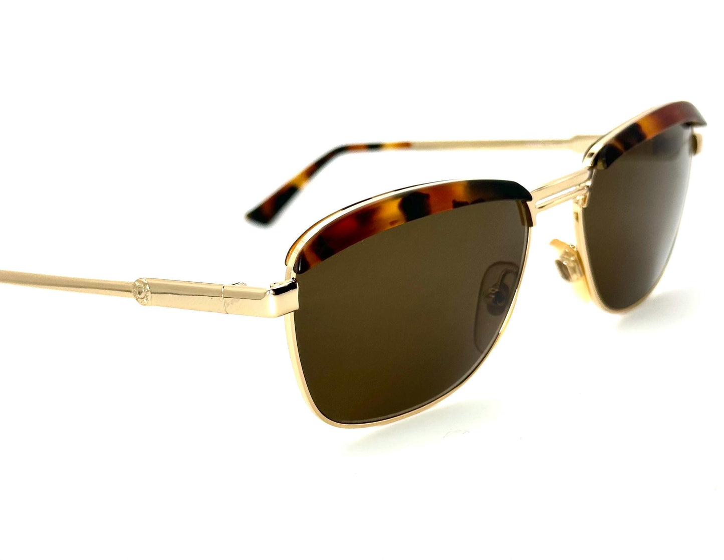 Winchester TwinFalls retro tortoise gold or brass metal sunglasses, 90s NOS hand made in Italy