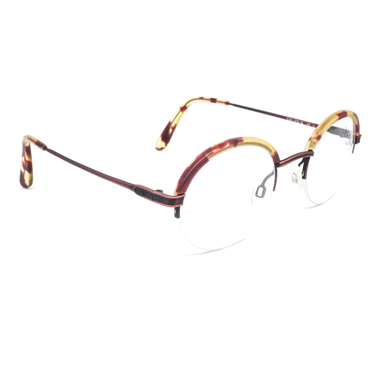 Vogue round tortoise semi rimless eyeglasses frames, 80s NOS