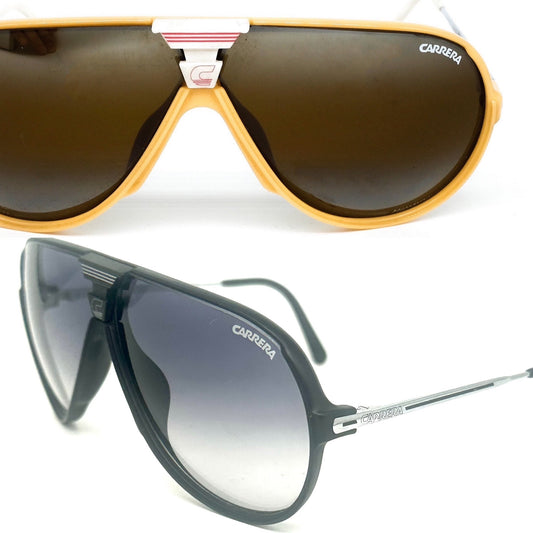 Carrera 5593 sporty aviator sunglasses w snap-off bridge system to substitute the lenses, 2 colorways, NoS 80s