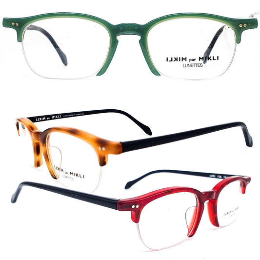 Alain Mikli 6082 squared half rim acetate frames in 3 colorways, NOS 90s France