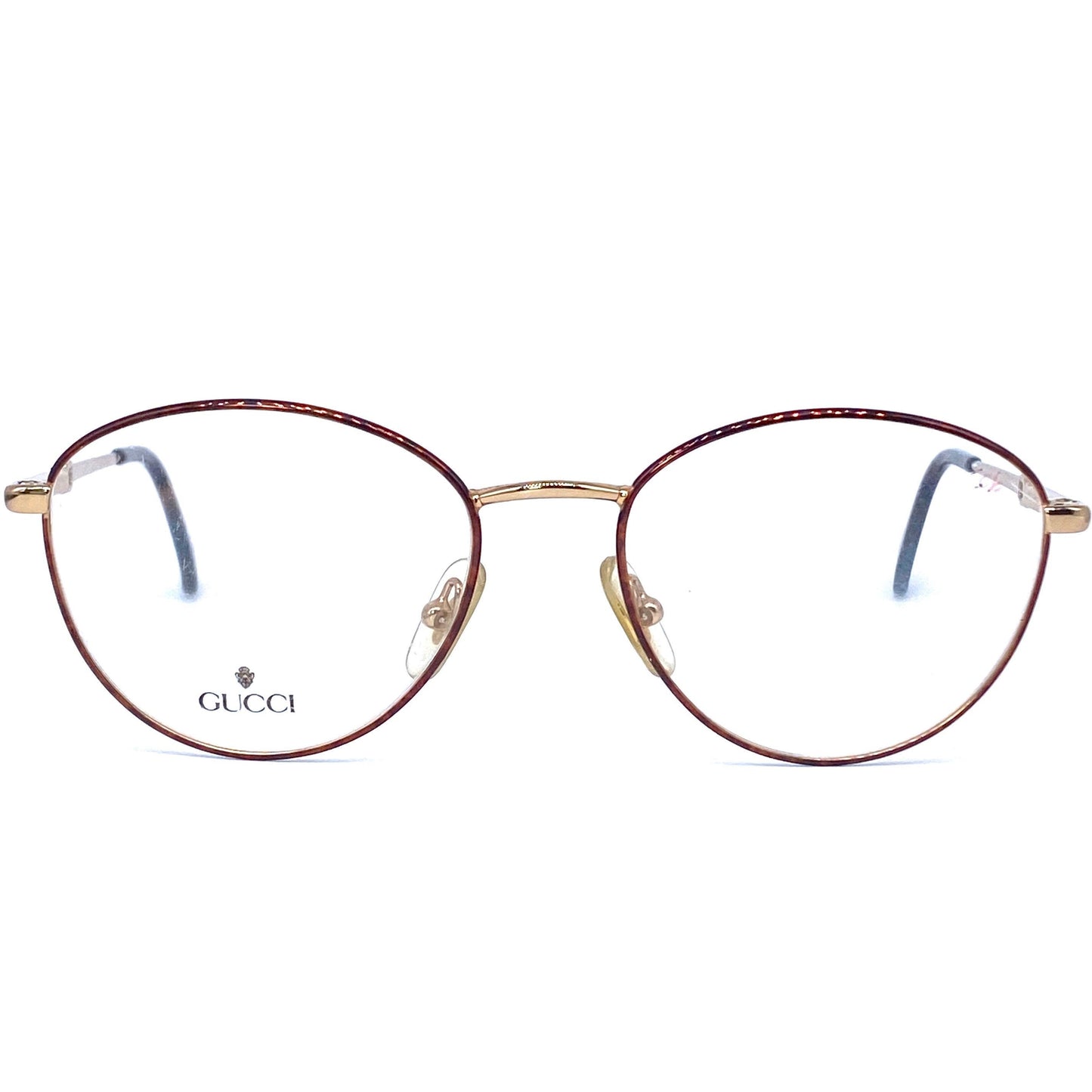 Gucci GG2296 golden metal frames with tortoise enameled rims, NOS 80s