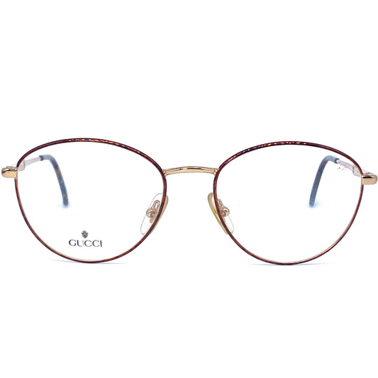 Gucci GG2296 golden metal frames with tortoise enameled rims, NOS 80s