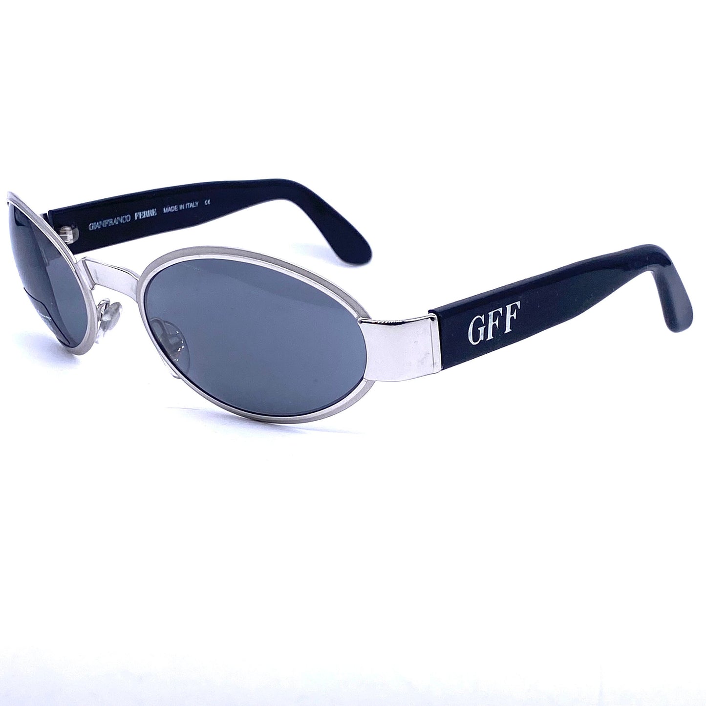Gianfranco Ferre 311 golden oval wrap sunglasses w cello temples, 3 color combos , NOS 90s Italy