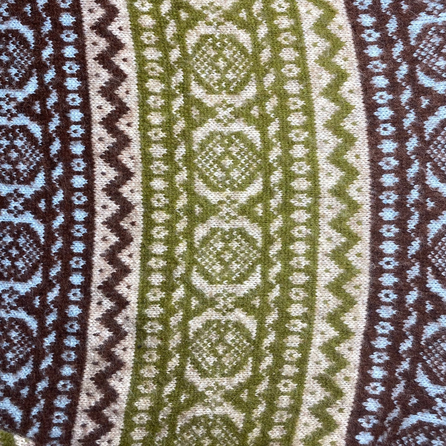Martin Guy 80s softest wool/alpaca blend winter knitted jumper, green brown and turquoise geometrical allover, NOS 80s Italy