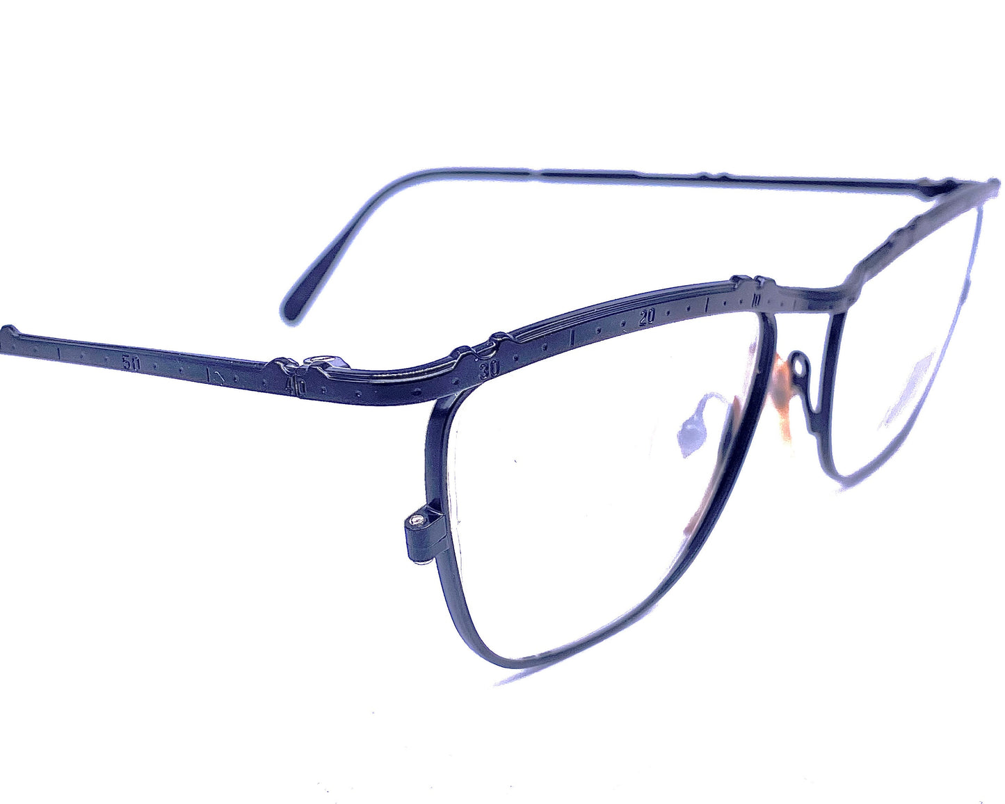 Junior Gaultier 57-3174 black metal cateye frames with “unrolled” watch bezel browline, collectible and cool, NoS 80s Japan