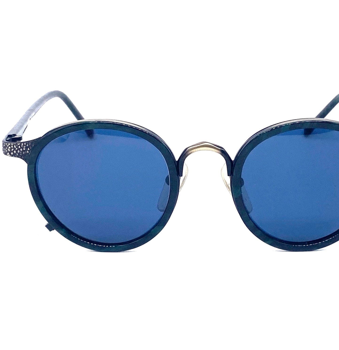 Jean Paul Gaultier 56-9273 dbl rimmed brass/green cello sunglasses, NOS 1980s Japan