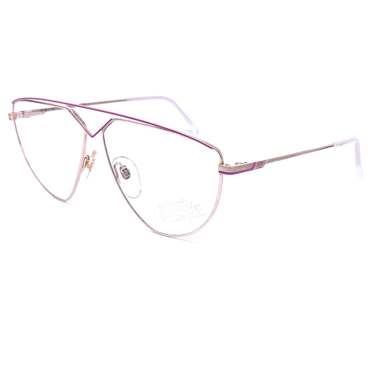 Rodenstock Lifestyle vintage aviator pink gold eyeglasses, 80s NoS germany