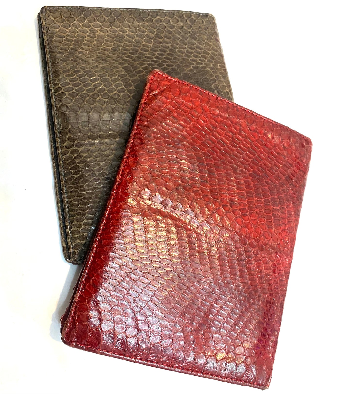 Snake leather ladies wallet with detachable checks holder, 2 colors , 1980s NOS Italy