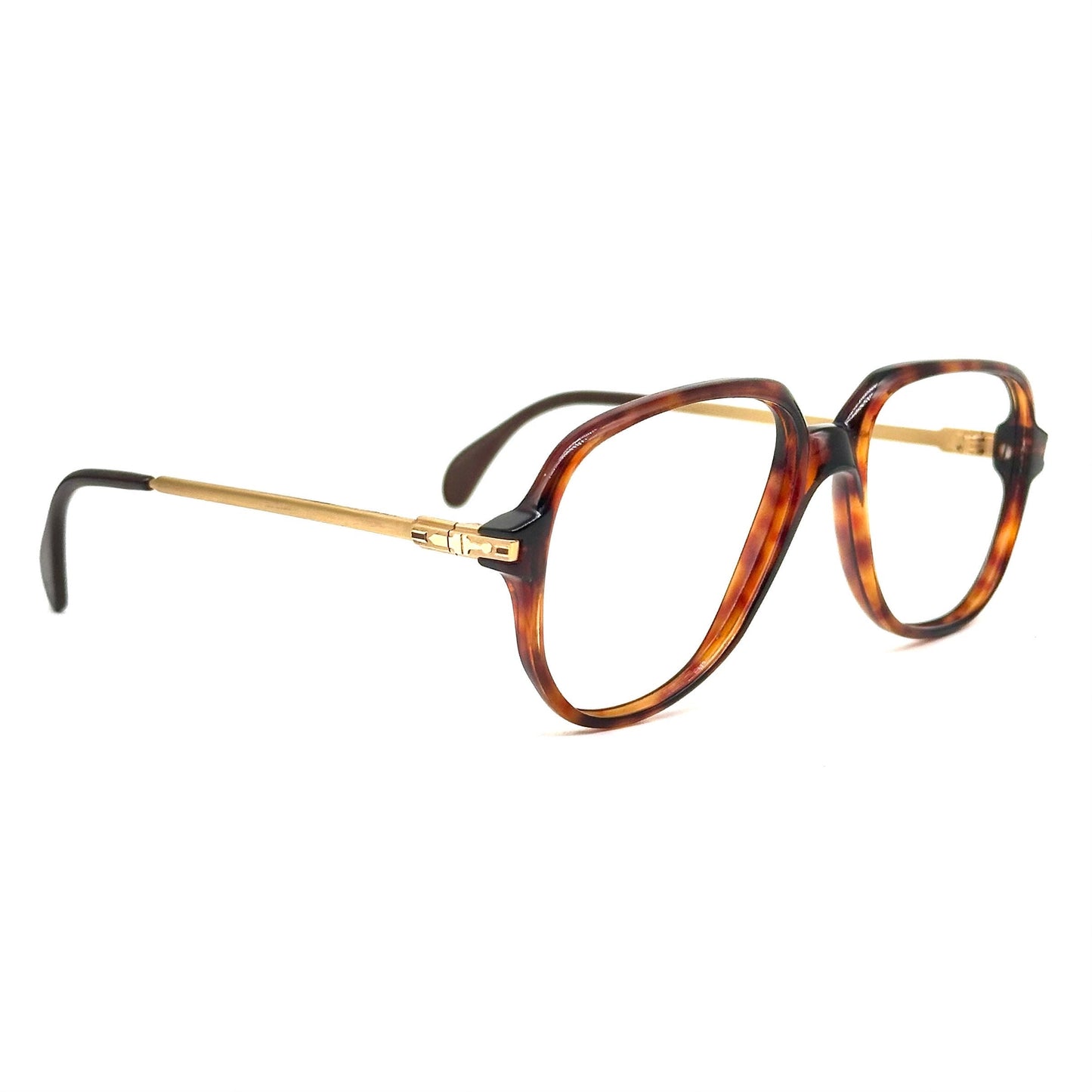 Persol Ratti 09185 tortoise drop shaped frames w adorned golden metal temples, 1980s NOs Italy