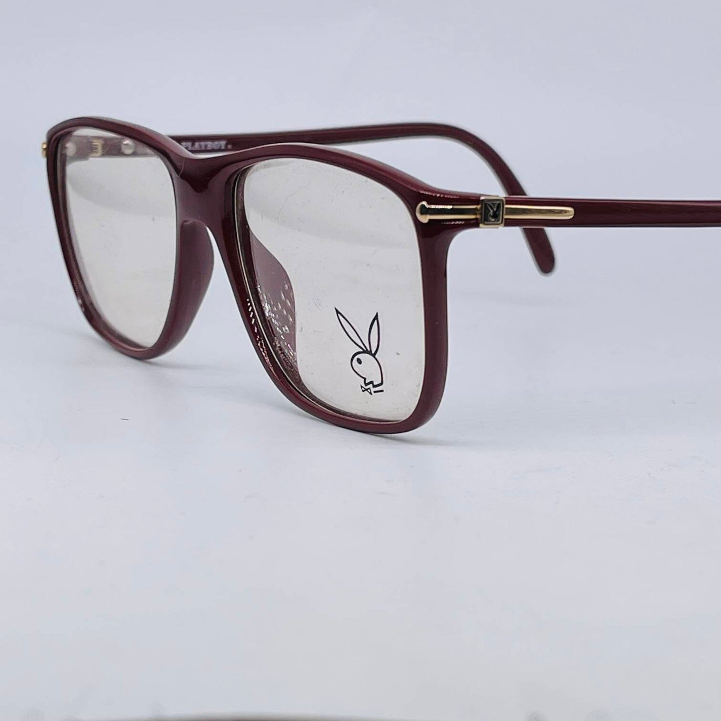 Playboy 4638 square burdundy eyeglasses frames in Optyl acetate, NOS 80s mint.