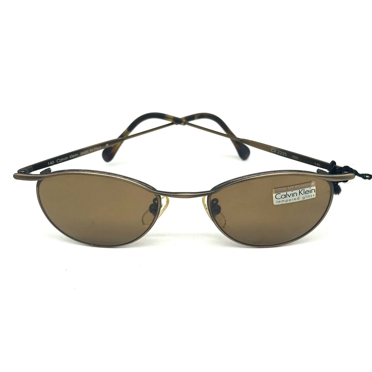 Calvin Klein 222S retro metal cateye sunglasses w crystal tempered lenses, NoS 90s