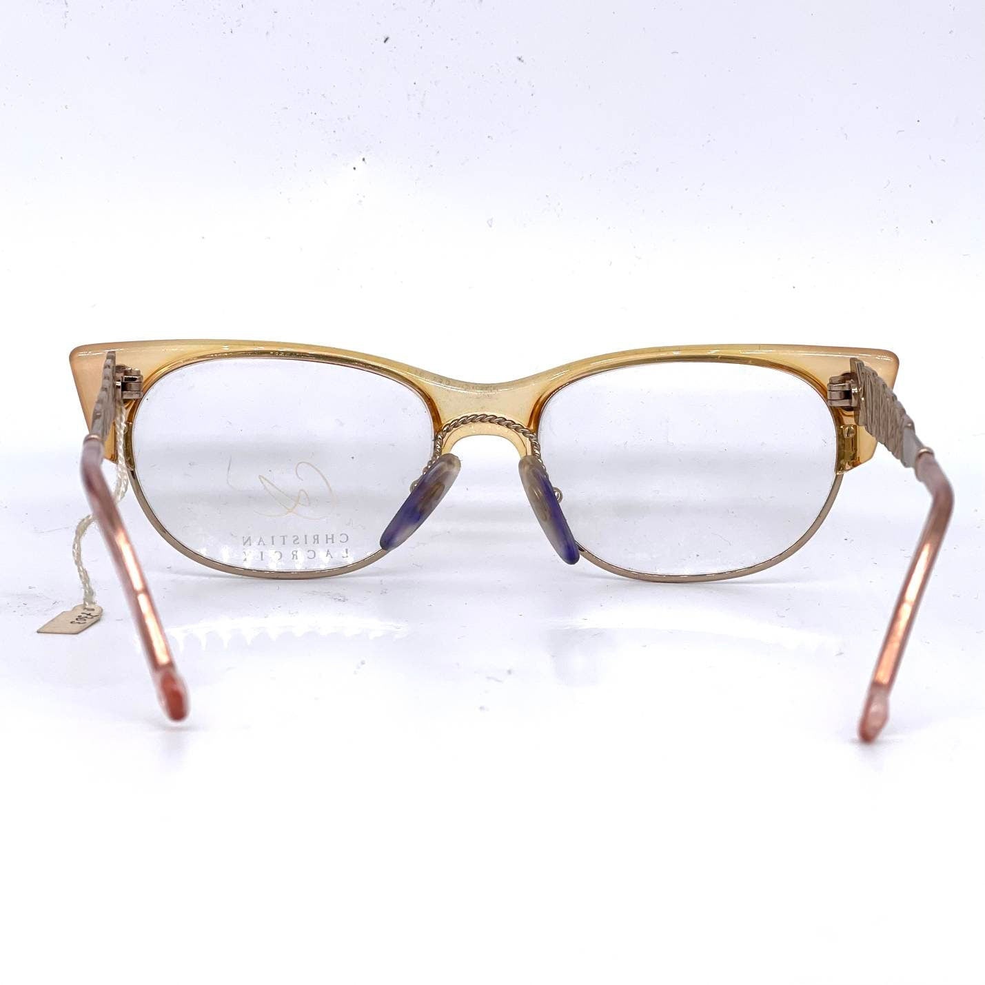 Christian Lacroix 7303 square clubmaster style eyeglasses in 2 colorways, NOS 80s