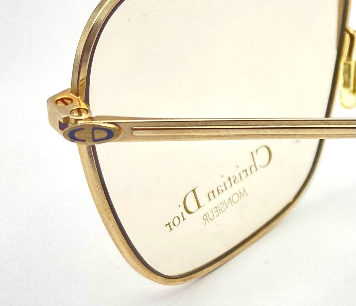 Dior Monsieur 2287 folding square gold glasses frames made in Austria in the 80s, NOS mint