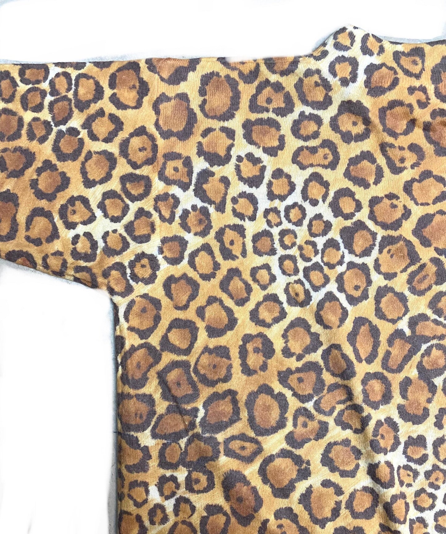 Leopard / Animalier knit turtleneck jumper slim fit, 80s as new.