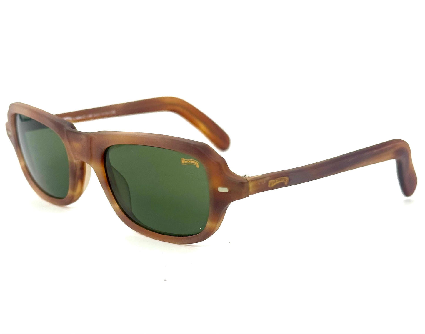 Winchester Jackson tortoise square sunglasses, cool retro 60s style w finest tempered Crystal lenses by Barberini, NoS 90s