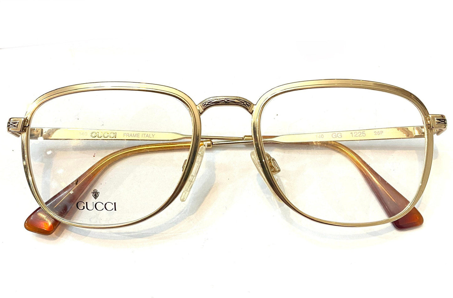 Gucci 1225 classy squared gold plated eyeglasses NOS 80s