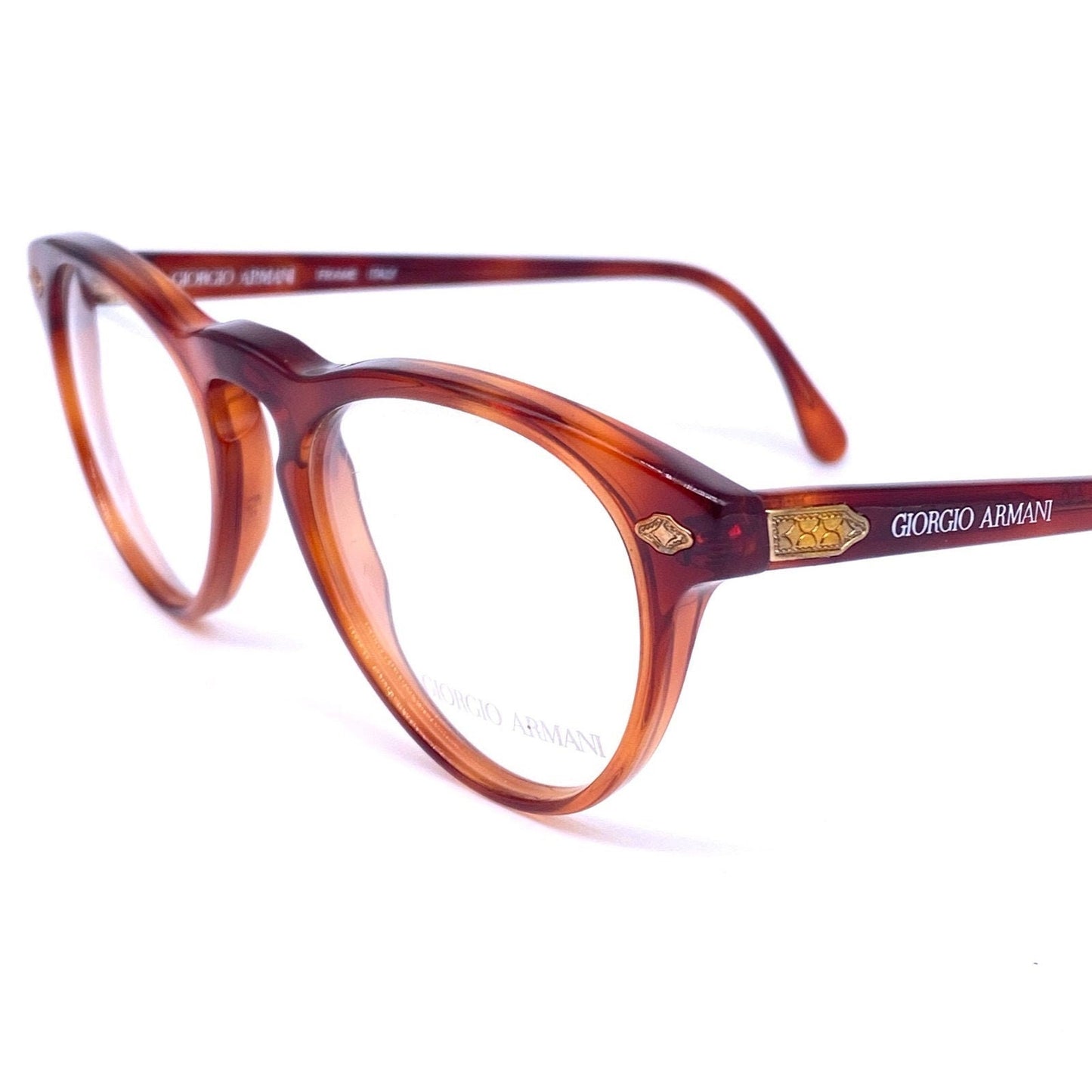 Giorgio Armani retro round keyhole tortoise  eyeglasses frames, 1980s NOS