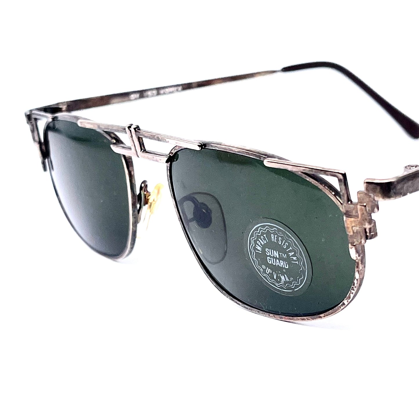 Incognito avant-garde silver metal sunglasses, geometrical Cazal inspired style, 80s NOS