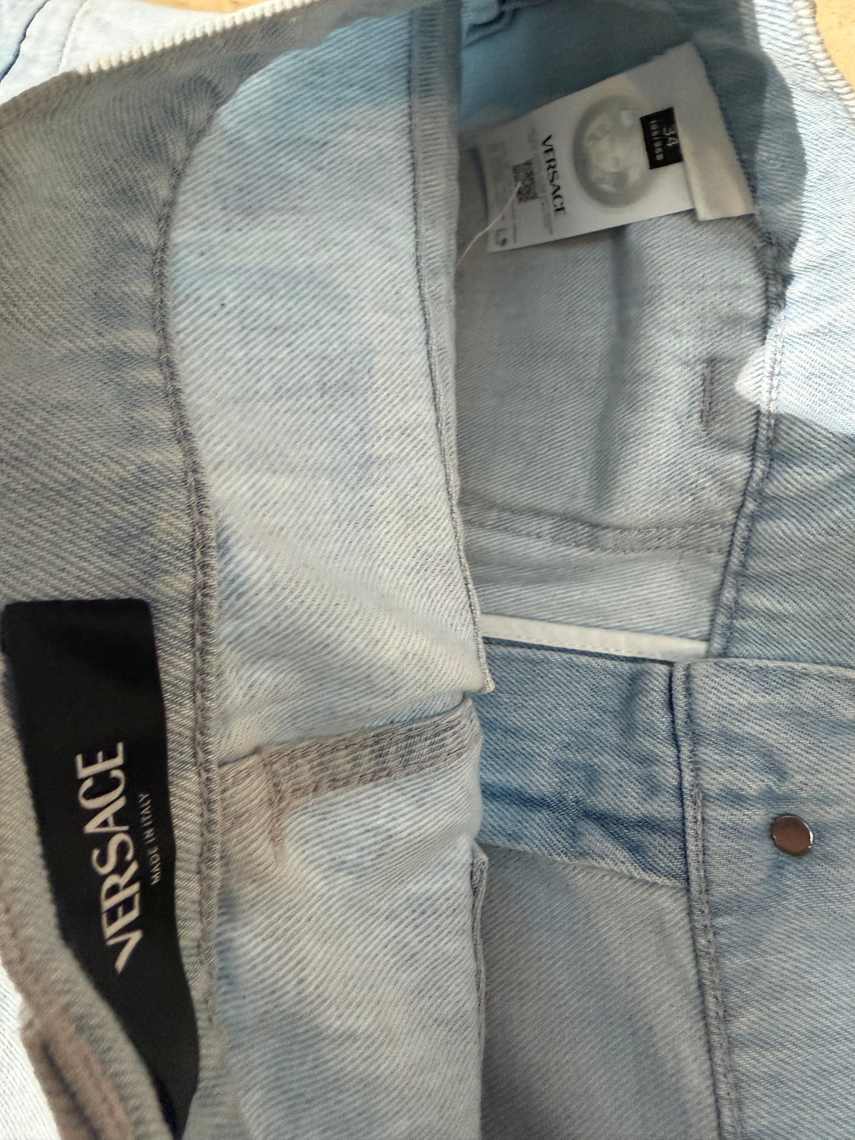 Versace luxury light blue denim cargo jeans sz 34 BNWT