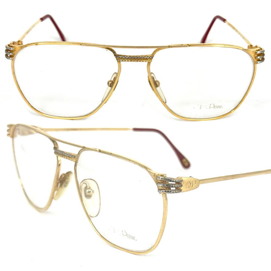 Anne Marie Perris AM10 23k gold luxury aviator eyeglasses / Sunglasses frames hand made in Italy, 80s NOS