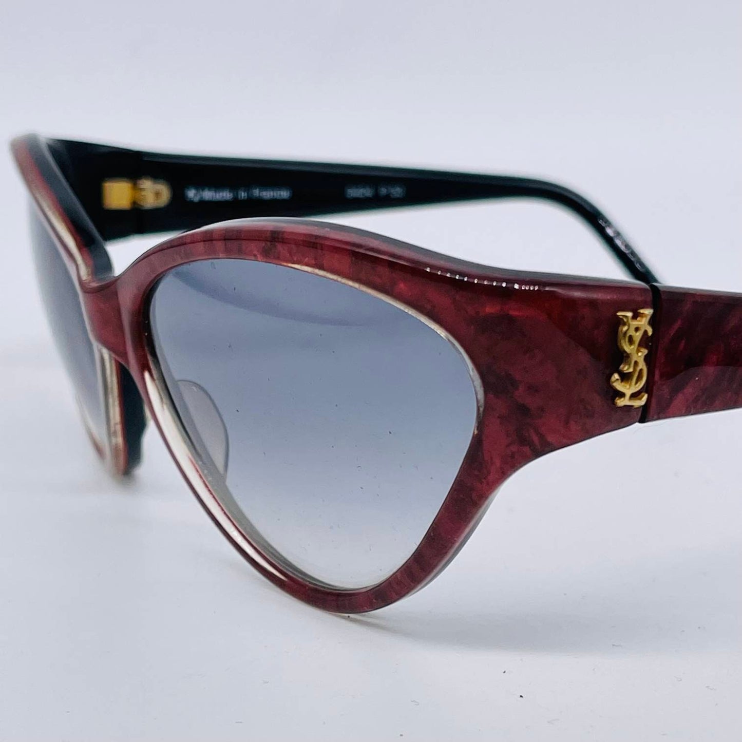 YSL 8404 burgundy marble sunglasses Made in France in the 80s