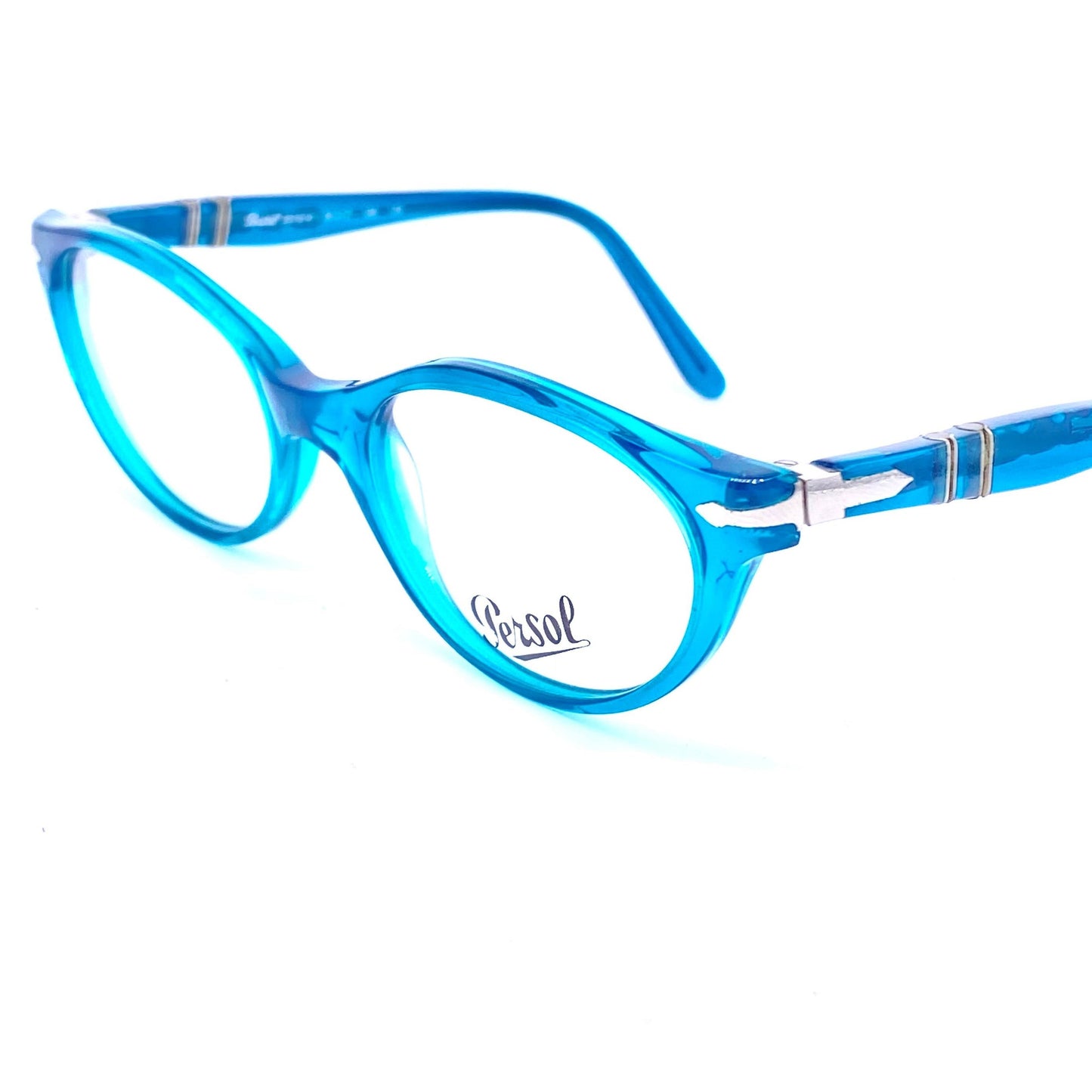 Persol 2518-V blue/green cateye eyeglasses frames hand made in Italy, NOS 90s