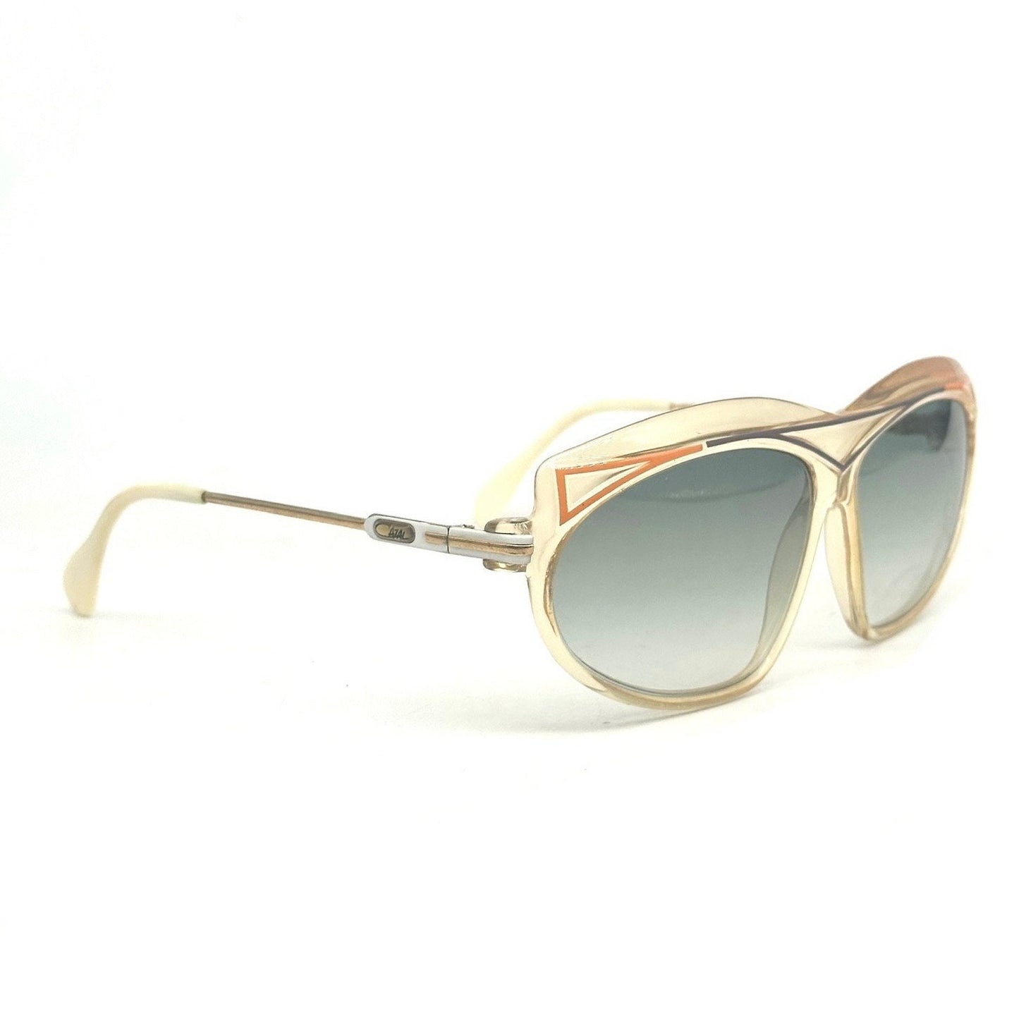 Cazal 854 clear oversized sunglasses w colorful carved details, West Germany 80s