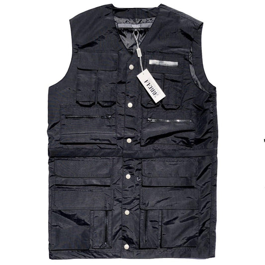 Gianfranco Ferrè black vest full of pockets, NWT 90s Italy