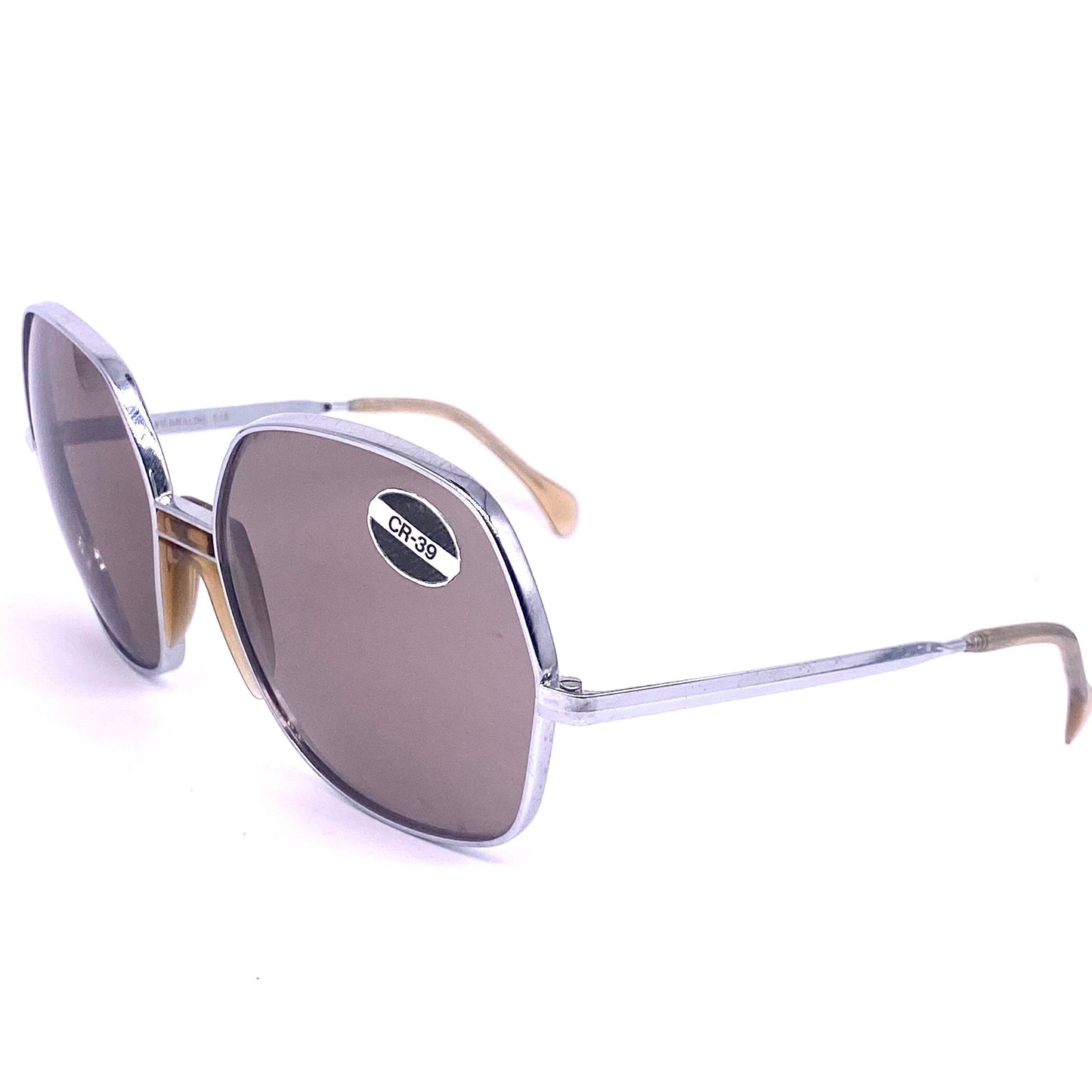 Viennaline 538 square oversized silver metal sunglasses, funky style with brown or grey lenses,  1970s NOS Austria