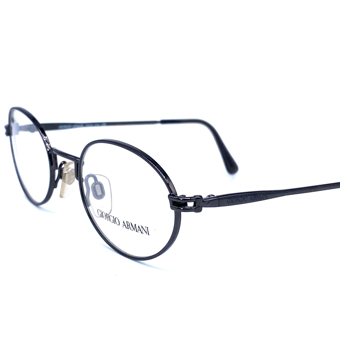 Giorgio Armani minimalist oval black/titanium frames, NOS 80s Italy